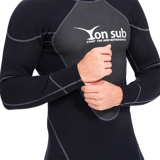 YON SUB one-piece wetsuit 1.5mm men and women winter swimming warm long-sleeved wetsuit snorkeling suit black M