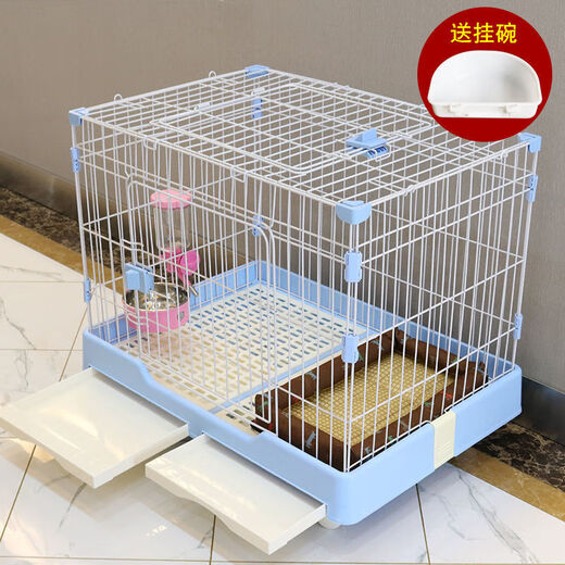 Jiamen JIAMEN (JIAMEN) dog cage small and medium-sized dog indoor with toilet Teddy small pet dog cat cage rabbit cage villa isolation fence dog cage blue wheel large size 99*62*71cm