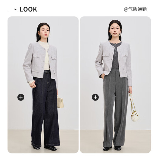 La misma chaqueta de fragancia pequeña de Niannujiao con femenino de estilo de celebridad cuello redondo corto cjjj309 gris Huaya ni CNJ4859C5 L [115-125Jin [Jin equivale a 0.5 kg]]]