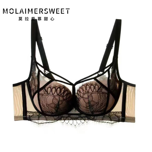 MOLAIMERSWEET underwear women's small breast push-up sexy medium thin cup bra without steel ring side breast lace bra green suit 75B