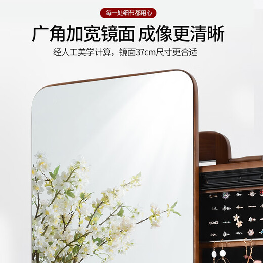 朝奈新品送货入户包安装实木穿衣镜镜子全身镜落地带化妆柜挂衣架一体 白色实木款(方盘旋转+化妆柜) 包安装