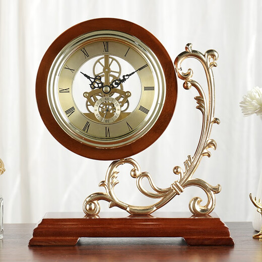 Hanshi (Hense) Living Room Desktop Clock Classical Creative Decoration Quartz Clock Study Desktop Clock Solid Wood Ornament Desk Clock HD216 Solid Wood + Perspective Movement