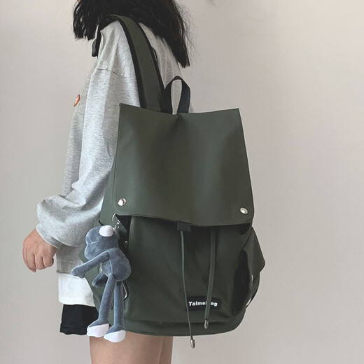 法德陆 书包女高中大学生日系ins潮牌工装大容量双肩包女休闲旅行背包男 taimei718灰色+青蛙 XXS-4