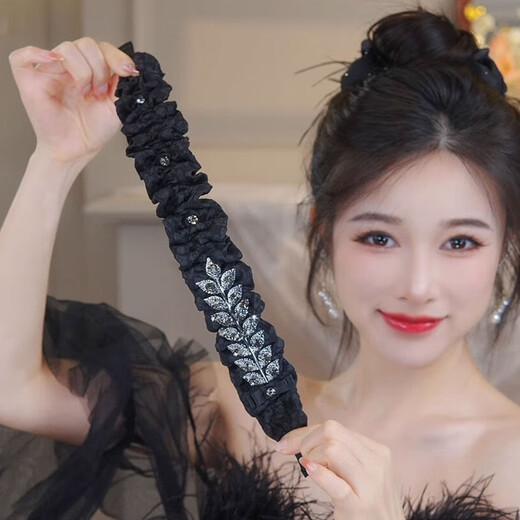 Idel's rhinestone wheat ear pleated hair hoop for women 2025 new high head pressure hair hoop high-end broken hair headband birthday gift rhinestone wheat ear headband F2298