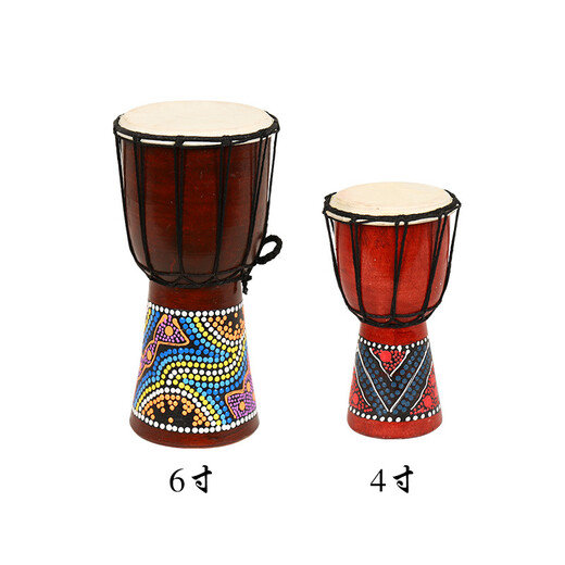 
African drum 4 inch 5 inch 6 inch 3 hand drum Yunnan handmade DIY children's kindergarten children's Orff percussion instrument customization model 3 inch African drum_15CM_Decoration