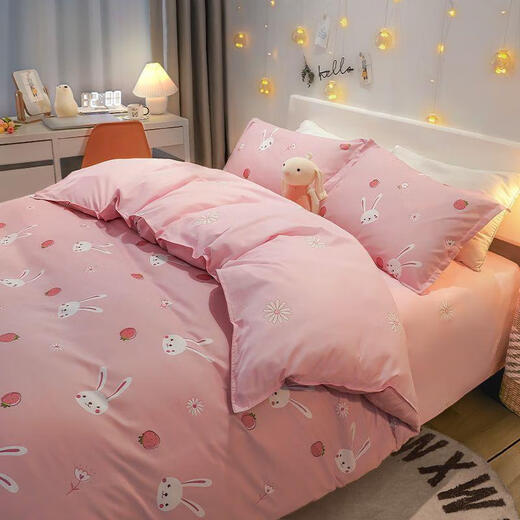 Bedding quilt cover quilt cover sheet 1.2m bed three-piece set spring and autumn brushed quilt washed cotton bedding blue gray type A washed cotton-new style 1.5m bed four-piece quilt cover 1.5*2.0m