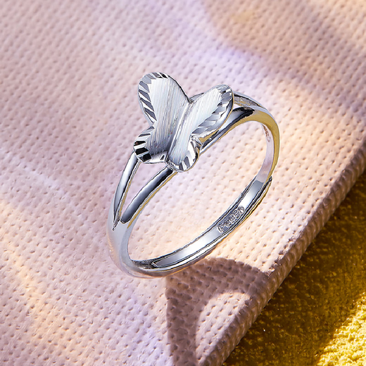Pt.Charm Platinum Ring Butterfly Live Mouth PT950 Platinum Fashion Versatile Women's Ring Adjustable Bow Ring for Your Girlfriend If it is not in stock, it can be customized. Take 2.8g as an example