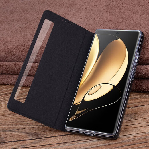 
Pure Armor Honor Magic V2 Mobile Case New genuine leather Honor V2 Folding Screen Flip Smart Window Bracket Protector V2 Supreme Version Full-Inclusive Anti-fall Leather Case Honor Magic V2 [Black-straw mat pattern]