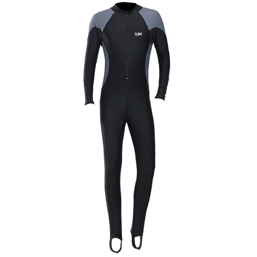 Zailu men's wetsuit thin swimsuit plus size snorkeling wetsuit for teenagers sun protection surfing long-sleeved one-piece swimsuit black gray + large frame swimming goggles XL XL one size fits all