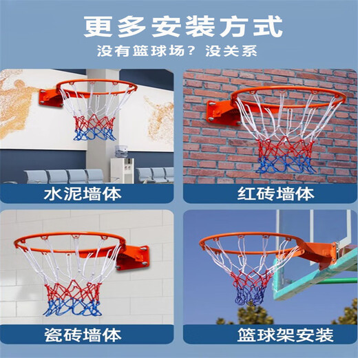 玲诺篮球框成人儿童室内外家用户外篮球架实心挂式篮筐投篮铁圈可扣篮 成人款空心款45cm+篮网+螺丝