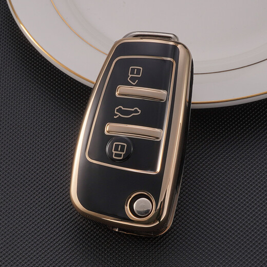 Sapphire Hyilong Audi Automobile Vakuum Elektroplieren TPU Soft Shell Key Abdeckung A6L A5 A7 A8 S5 S7 A4L Q5L Key Cover Kette Klassisches Schwarz + TPU High-End-Kabelseil