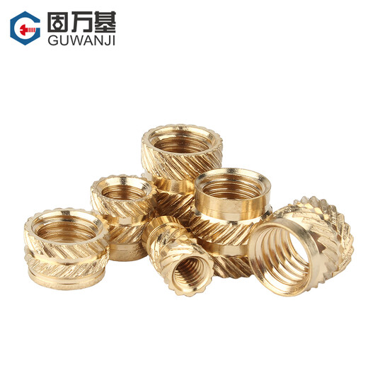 Guwanji injection molded hot-melt copper nut M2M3 through-hole knurled nut soil eight-character embedded copper insert copper flower mother national standard M2x3x3.2 50 pieces