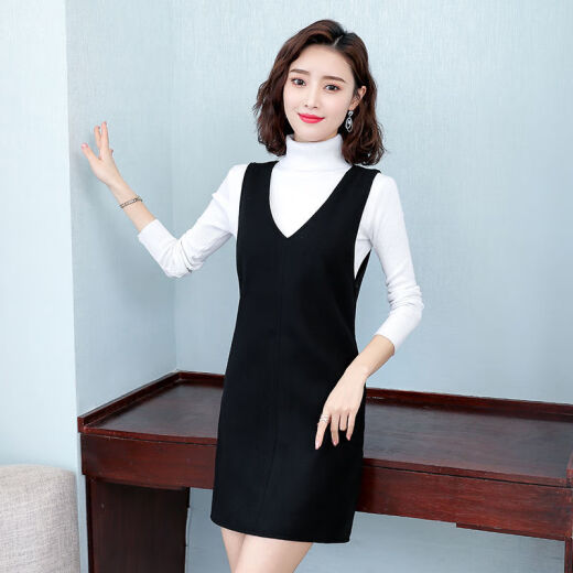 Yushida hochwertiger Wollkleid für Frauen für Frauen Neue Weste Rock Weste Basisrock mittelgroßer Herbst- und Winterkaffee [1098] (mit Taschen) S Büste 80-95 Jin [Jin ist gleich 0,5 kg] Büste 86