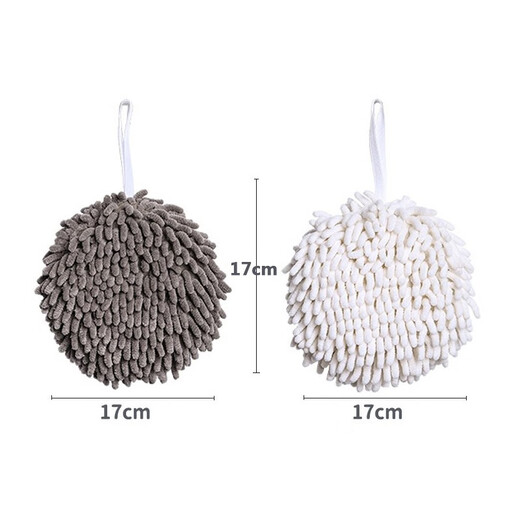 Oulanyue Hand Ball Thickened, Water-Absorbent, Quick-drying, Non-shedding, Hanging Cleaning Towel, Handkerchief, 17cm Gray and White Two Pack