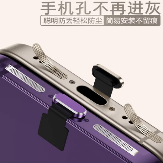 Sibaixiu Apple 16ProMax mobile phone charging port dustproof plug iPhone15 speaker hole dustproof net speaker dustproof sticker 14 data port power plug microphone speaker protection Plus metal anti-lost plug silver universal 15-16 full series 1 pack