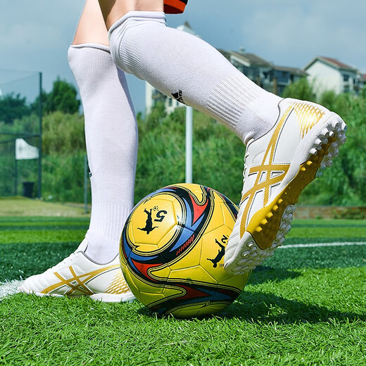 
FEELACES football shoes broken nails TF men and women adult children's shoes for youth anti-slip training artificial grass middle school entrance examination leather rubber sole shoes 2022 Platinum broken nails 41 [socks + protective plate + shoe bag]