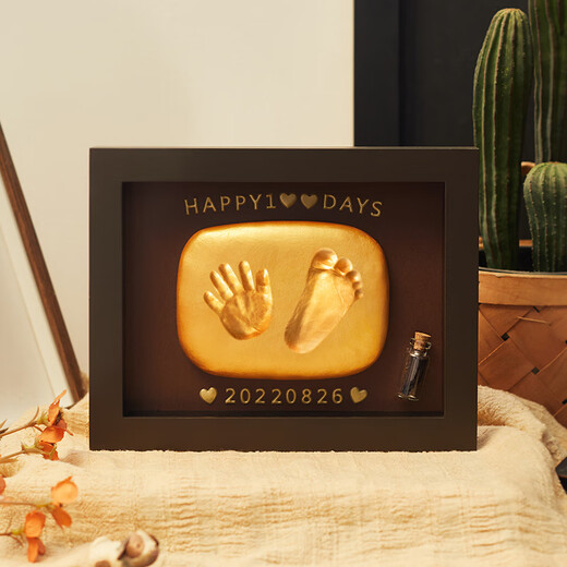 Mu Chen Shiguang Baby Vollmond Hand und Fußspuren Einjährige Hand und Fußabdrücke Souvenir Baby 100-Tage-Hand und Fußabdrücke Neugeborene Handabdrücke 10-Zoll-horizontalen Stil 丨 Vor einem Jahr alt erhältlich