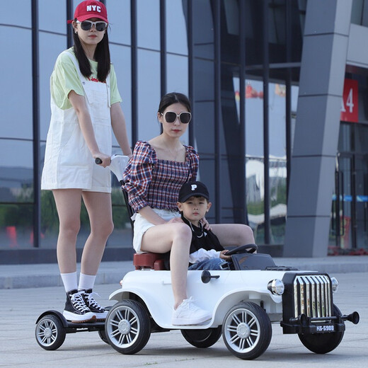 Nuotong Kangshuai Car para el automóvil eléctrico para niños El automóvil de juguete de control remoto de las cuatro ruedas puede sentarse sobre hombres, mujeres, niños, coche de bebé Swing-Child Camiseta blanca: puede pararse adultos + tracción en las cuatro ruedas + batería grande