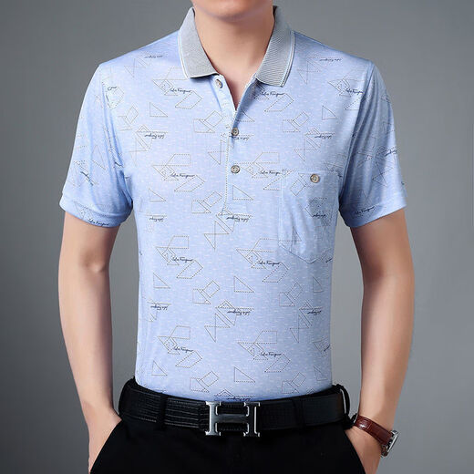 Yimuqi summer men's short-sleeved T-shirt for middle-aged and elderly men's short-sleeved top for 40-50 years old middle-aged men's half-sleeved top for daddy clothes Nanjia lapel d-sleeved 1504 red L size (50 size) recommended 90-120 Jin [Jin equals 0.5 kg]