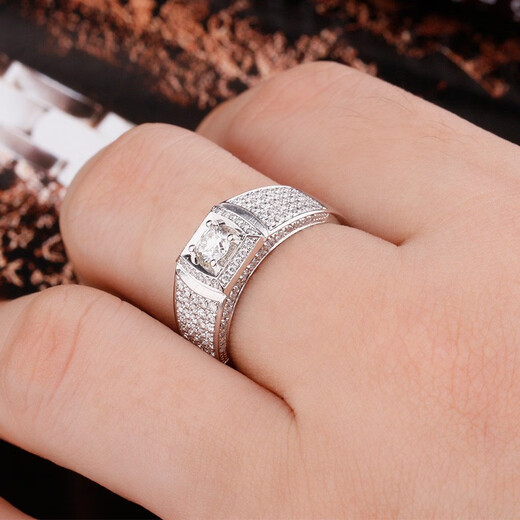 FR platinum men's ring diamond ring men's diamond ring luxury group setting PT950 platinum ring diamond ring 520 gift recommended main diamond 30 points + secondary diamond 50 points IJ color