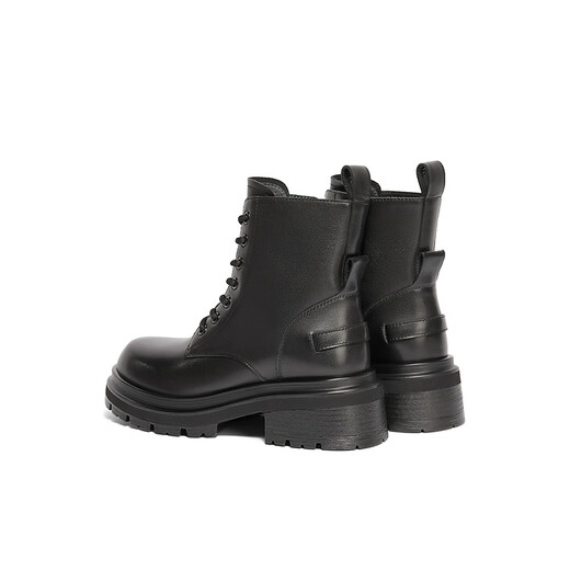 Senda Martin Boots Women's New Year Winter Shopping Mall same motorcycle style casual short leather boots XED01DD4 Black 36