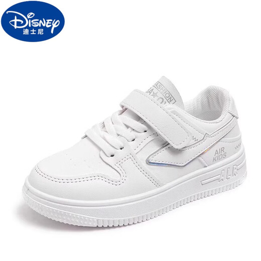 Disney (Disney) Chaussures pour enfants, chaussures blanches blanches pour enfants, chaussures à fond doux en cuir neuf pour les filles, Big Children's Sneakers, Chaussures pour garçons Campus 826 Campus professionnel professionnel blanc 16,5 Taille 26 Longueur intérieure CM