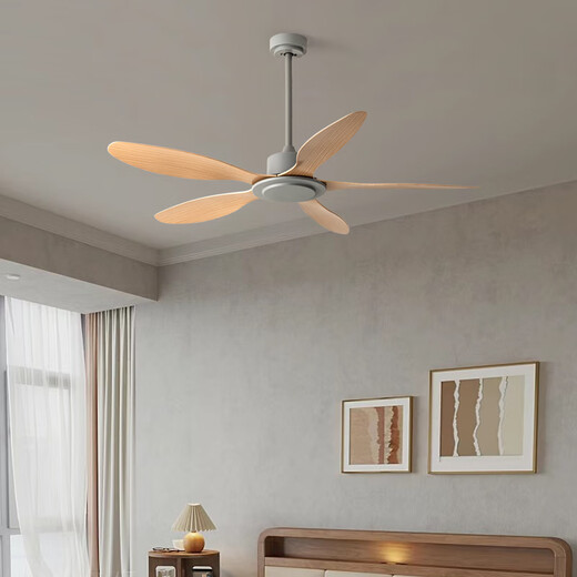 
Weather vane modern industrial style lightless 56-inch ceiling fan restaurant ceiling simple electric fan living room commercial study fan frequency conversion 46-681A white 5 leaves - white leaves remote control without light
