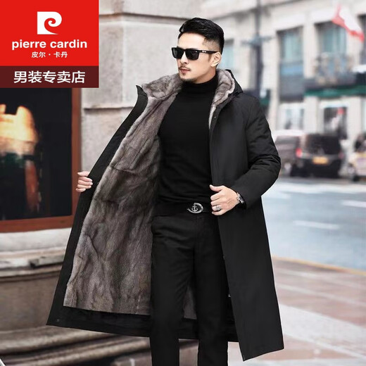 El parque Pierre Cardin (Pierre Cardin) para el delineador de visón entero de los hombres se puede separar espesas e integrada de piel tibia sobre rodilla larga de pieles de piel de gran tamaño Mink Mink M 90-105 Jin [Jin es igual a 0.5 kg]