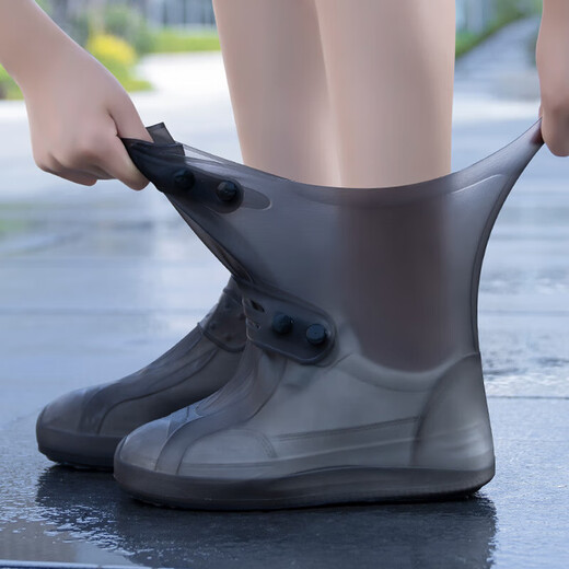 博沃尼克防水防雨鞋套男女直筒防滑加厚耐磨 棕色37-39