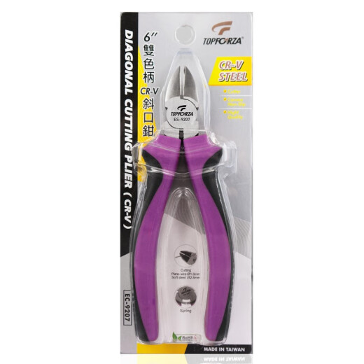 拓伏锐（TOPFORZA）老虎钳尖嘴钳斜嘴钳进口电工钳双色柄斜口钳钢丝钳有牙尖头夹持钳 EC-9207偏口钳