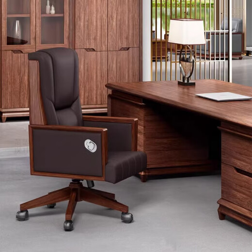 Ningqiu Luoge (NICHLORT) new Chinese style executive desk ebony wood solid wood boss desk desk president desk file cabinet cowhide sofa coffee table 2.4 meters boss table ebony wood