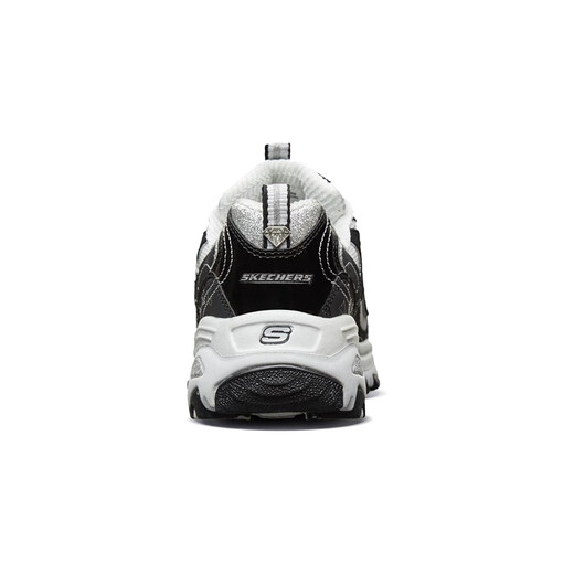 Skechers sports casual shoes with diamond elements, retro style, comfortable splicing upper, beautiful and youthful, black/white/BKW 36