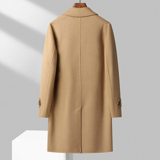 Hengyuanxiang double-sided woolen coat for men 24 autumn and winter new fashion pure handmade double-breasted long anti-wrinkle non-iron black 170