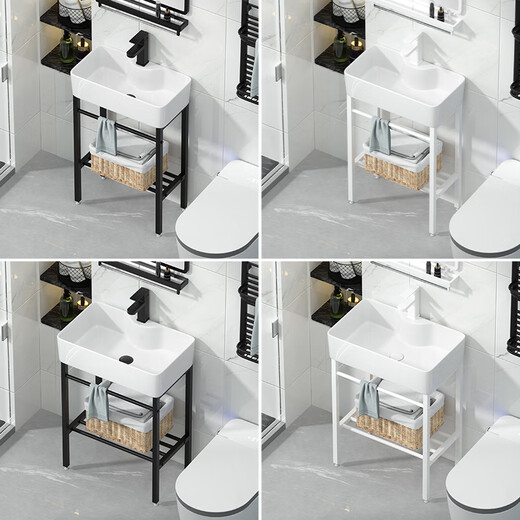 Duladiya apartamento pequeño cuenca de lavado simple balcón doméstico lavavajillas gabinete bañera de cerámica de cerámica integrada 4837 + soporte de piso blanco + drenaje + grifo blanco