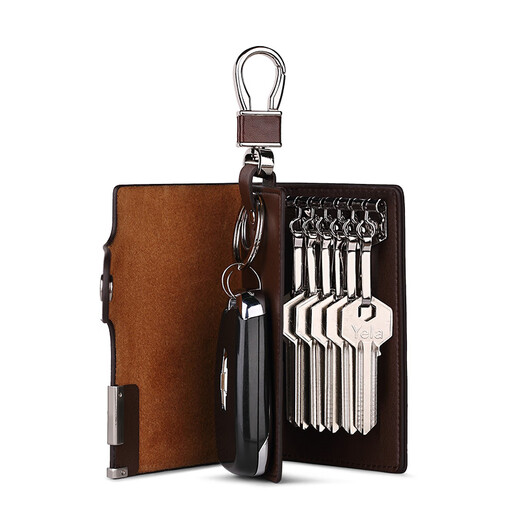 Williampolo King Paul großer Kapazität Key Pack Herren echte Leder mit Taille-Hanged-Herren und Frauen Kuhlattenwagen Multifunktionsschlüsselkaffee Kaffee-Maple-Blattmuster