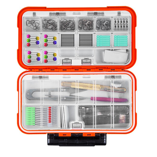 Jiazhi Fishing Small Accessories Box Fishhook Bulk Set Combination Full Set Fishing Gear Fishing Gear Supplies Multifunctional Accessories Storage Box Basic Small Orange