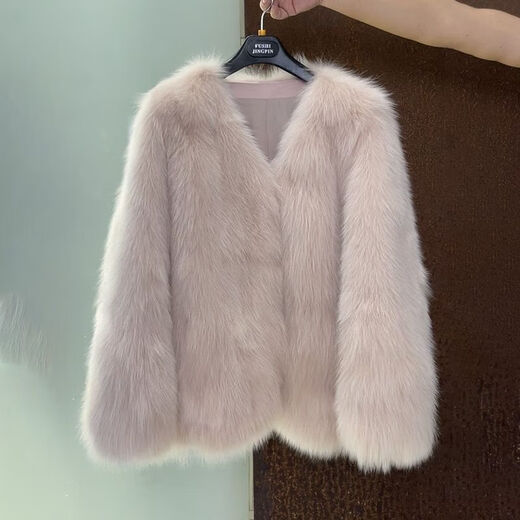 Huizi Frauenfell 2024s neue High-End-neue HaINing-Fox-Fell-Jacke junge mittelgroße Fur Herbst- und Winter-Kakaofarbe XL 145jin [Jin entspricht 0,5 kg]