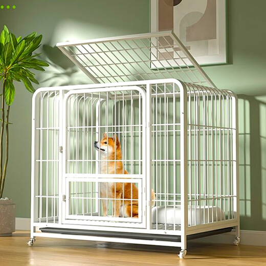Dog cage small dog indoor stainless steel cage with toilet Shiba Inu Corgi pet cage dog fence thick and reinforced 78#785067cm classic black
