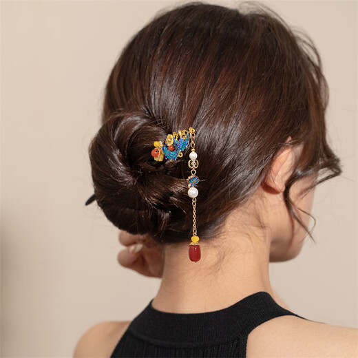 Chimera (CHIMERA) phoenix tassel ebony hairpin, ancient style, updo, cheongsam, Hanfu headdress, girl's birthday gift