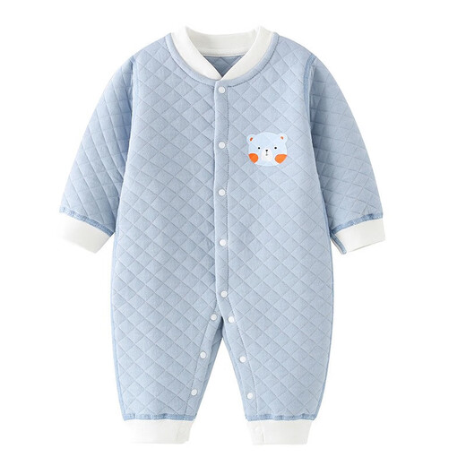 Banjvall baby clothes autumn and winter quilted onesies 0-2 years old boys and girls pure cotton long-sleeved pajamas newborn baby clothes thickened Hi-leather duck clothes 90cm (recommended height 79-90cm for 12-18 months)