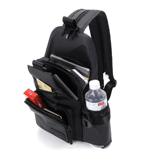 Kangaroo Men's Fashionable, Casual, Versatile and Comfortable New Large Capacity Shoulder Diagonal Water Cup Bag Outdoor Sports Chest Bag Black Single Bag