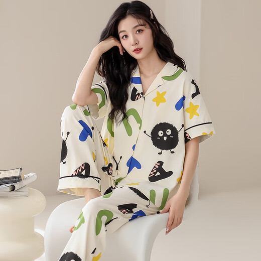 Modal 100% Baumwollpyjamas für Frauen im Sommer kurzärmelige Hose rein Baumwolle süße und niedliche lässige, dünne Home-Kleidung am693 Frauen m