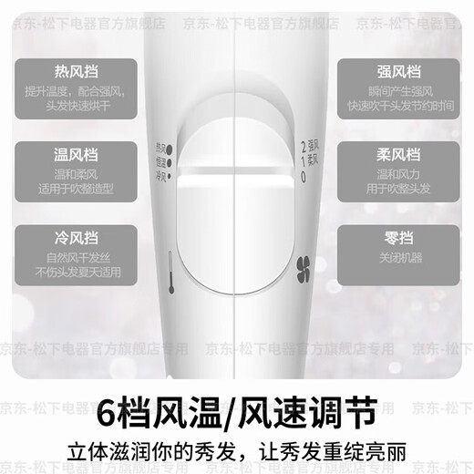 Panasonic (Panasonic) national subsidy household hair dryer foldable high-speed hair dryer portable Nanoyi negative ion hair care high-power quick-drying student dormitory gift for girls Snow Top White Nanoyi Hydrating Care Gift Box WNA3C