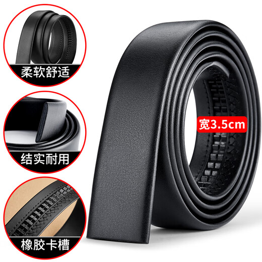 Ceinture sans tête Goldlion cuir véritable pour homme sans tête boucle automatique peau de vache nouvelle ceinture sans ceinture peau de vache noire lignes fines boucle automatique 3,5 cm ceinture 125 cm 125 cm