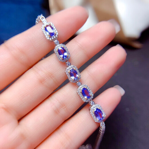 DL 1998 Fat Donglai same style tanzanite bracelet Japanese and Korean silver plated 18K gold inlaid natural l women's model 4a natural | natural tanzanite 4*5 bracelet
