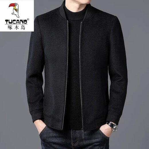 啄木鸟（TUCANO）羊毛外套男短款毛呢大衣休闲棒球服领秋冬季加厚男士呢子夹克男装 灰色 175/L
