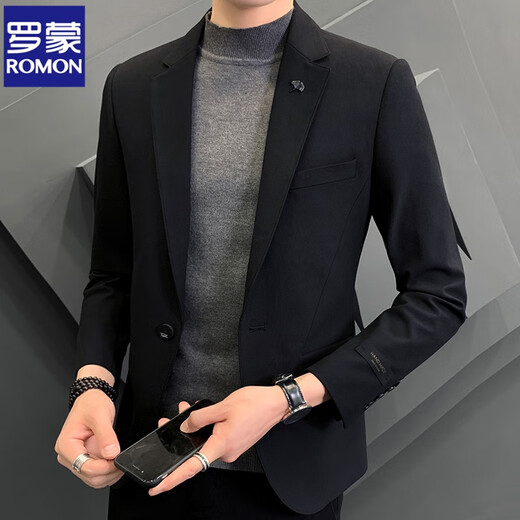 ROMON suit suit men's spring and autumn new professional formal top wedding dress business casual formal suit jacket dark gray top (single suit) XL (126-135Jin Jin equals 0.5 kg)