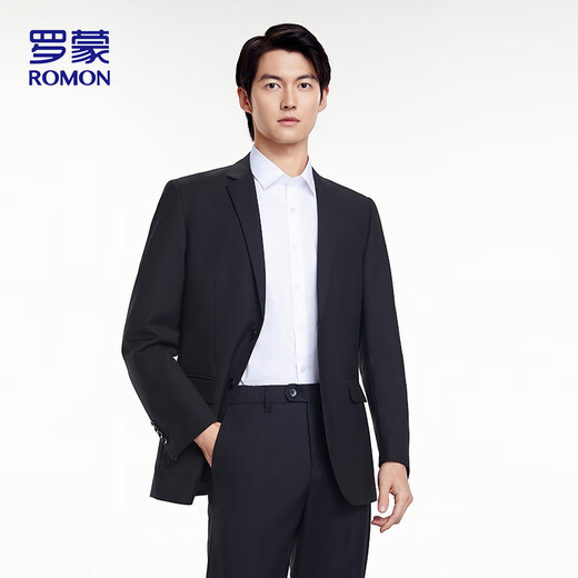 ROMON suit suit men's business commuter professional formal suit gentleman groomsman suit wedding dress 2502 black XL