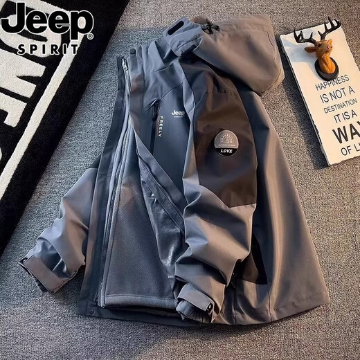 JEEP SPIRIT Jeep Jacket Men's Jacket Autumn and Winter Outdoor Three-in-One Jacket Windproof and Water-Repellent Mountaineering Suit Customized WAC-2299 Sapphire Blue 2XL (Recommended 140-160Jin Jin equals 0.5kg)