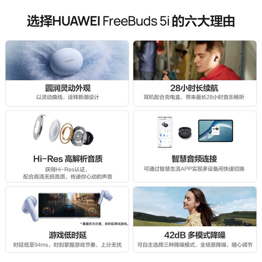 Huawei Freebuds 5i True inalámbrico cancelación de ruido en el oído auriculares Bluetooth Música Juego de deportes Android y teléfono móvil Apple Interestelar Negro